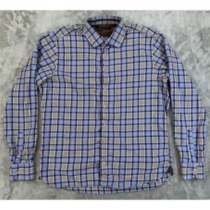 Hammer Made Mens‎ Shirt XL 43/17 Blue Purple Plaid Button Up Flip Cuff Shirttail